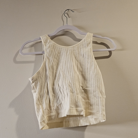 Muji Women's Cotton Stretch Ribbed Short Tank Top with Bra - S - Picture 3 of 12